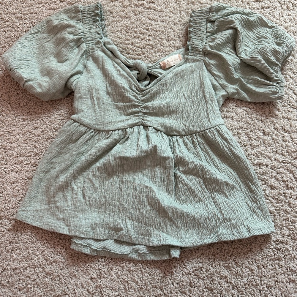 Altar'd State Light Green Puff Sleeve Blouse